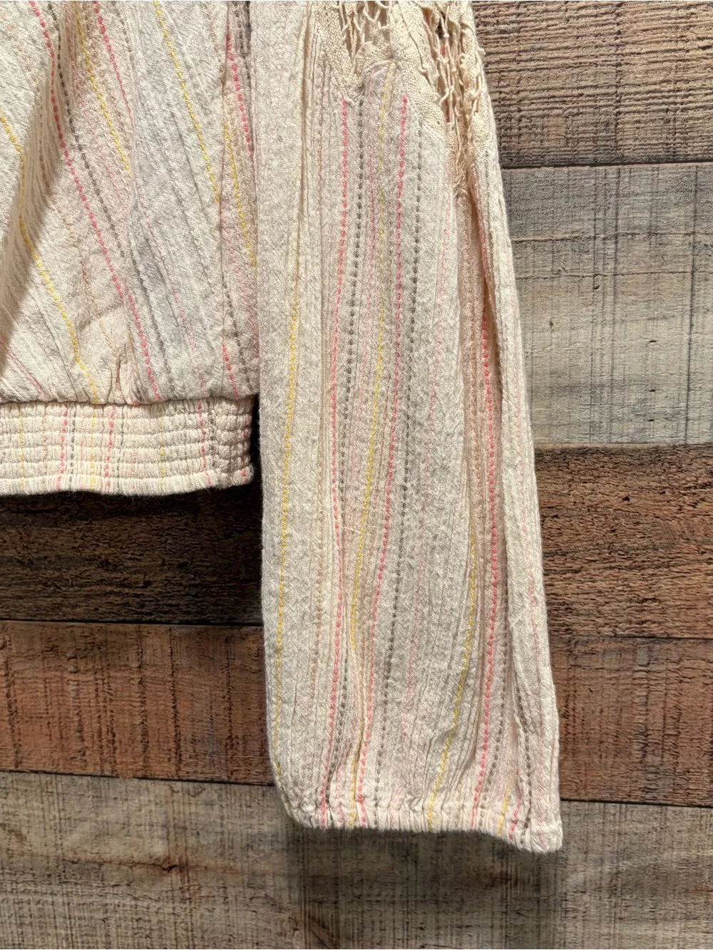 Free People Floating Memories Blouse Women’s Size Medium Retro Stripe W035